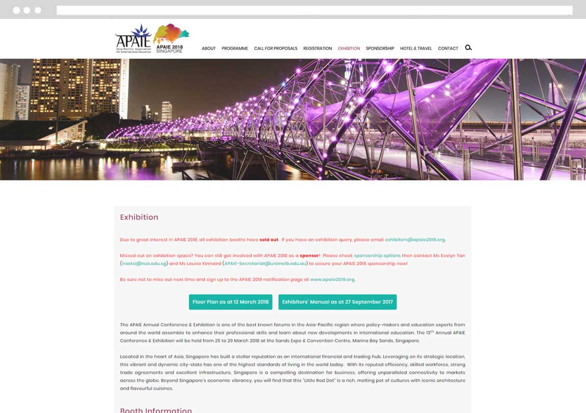 Website for events, website for singapore event, event website development